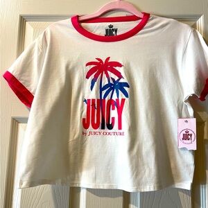 Juicy By Juicy Couture Ringer Womens Crew Neck Short Sleeve T-Shirt, size medium